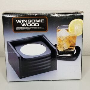 Winsome‎ Wood Black White 7 Piece Coaster Set